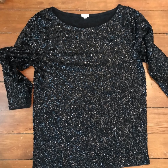 JCrew Factory long sleeve sequined top. - Picture 4 of 8